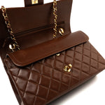 CHANEL Handbag Vintage Light Brown Double Sided Flap Bag Gold Hardware - Redeluxe