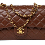 CHANEL Handbag Vintage Light Brown Double Sided Flap Bag Gold Hardware - Redeluxe