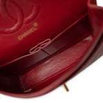 CHANEL Handbag Vintage Red Lambskin Quilted Medium Classic Flap Gold Hardware - Redeluxe