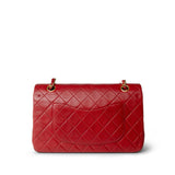 CHANEL Handbag Vintage Red Lambskin Quilted Medium Classic Flap Gold Hardware - Redeluxe