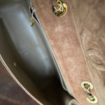 CHANEL Handbag Vintage Tan/Brown Suede Quilted Jumbo XL Single Flap 24k GHW - Redeluxe