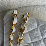 CHANEL Handbag Vintage White Caviar Quilted Jumbo Single Flap GHW - Redeluxe