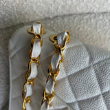 CHANEL Handbag Vintage White Caviar Quilted Jumbo Single Flap GHW - Redeluxe