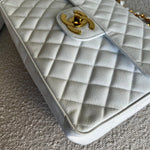 CHANEL Handbag Vintage White Caviar Quilted Jumbo Single Flap GHW - Redeluxe