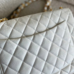 CHANEL Handbag Vintage White Caviar Quilted Jumbo Single Flap GHW - Redeluxe