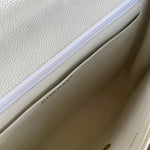 CHANEL Handbag Vintage White Caviar Quilted Jumbo Single Flap GHW - Redeluxe