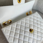 CHANEL Handbag Vintage White Caviar Quilted Jumbo Single Flap GHW - Redeluxe