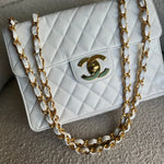 CHANEL Handbag Vintage White Caviar Quilted Jumbo Single Flap GHW - Redeluxe