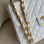 CHANEL Handbag Vintage White Caviar Quilted Jumbo Single Flap GHW - Redeluxe