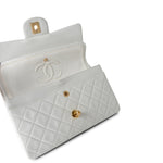 CHANEL Handbag Vintage White Lambskin Quilted Classic Flap Small Gold Hardware - Redeluxe