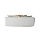 CHANEL Handbag Vintage White Lambskin Quilted Classic Flap Small Gold Hardware - Redeluxe