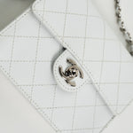 CHANEL Handbag Vintage White Mini Square Caviar Quilted Silver Hardware - Redeluxe