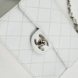 CHANEL Handbag Vintage White Mini Square Caviar Quilted Silver Hardware - Redeluxe