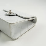 CHANEL Handbag Vintage White Mini Square Caviar Quilted Silver Hardware - Redeluxe