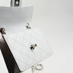 CHANEL Handbag Vintage White Mini Square Caviar Quilted Silver Hardware - Redeluxe