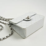 CHANEL Handbag Vintage White Mini Square Caviar Quilted Silver Hardware - Redeluxe
