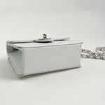 CHANEL Handbag Vintage White Mini Square Caviar Quilted Silver Hardware - Redeluxe