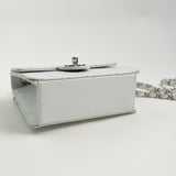 CHANEL Handbag Vintage White Mini Square Caviar Quilted Silver Hardware - Redeluxe