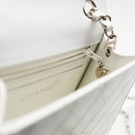 CHANEL Handbag Vintage White Mini Square Caviar Quilted Silver Hardware - Redeluxe