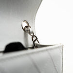 CHANEL Handbag Vintage White Mini Square Caviar Quilted Silver Hardware - Redeluxe