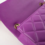 CHANEL Handbag Violet/ Purple Lambskin Quilted Mini Rectangular Single Flap Bag Light Gold Hardware - Redeluxe