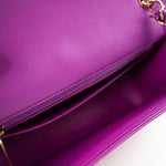 CHANEL Handbag Violet/ Purple Lambskin Quilted Mini Rectangular Single Flap Bag Light Gold Hardware - Redeluxe