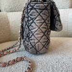CHANEL Handbag Washed Denim Quilted Small Denimpression Flap Rose Clair Silver Hardware - Redeluxe