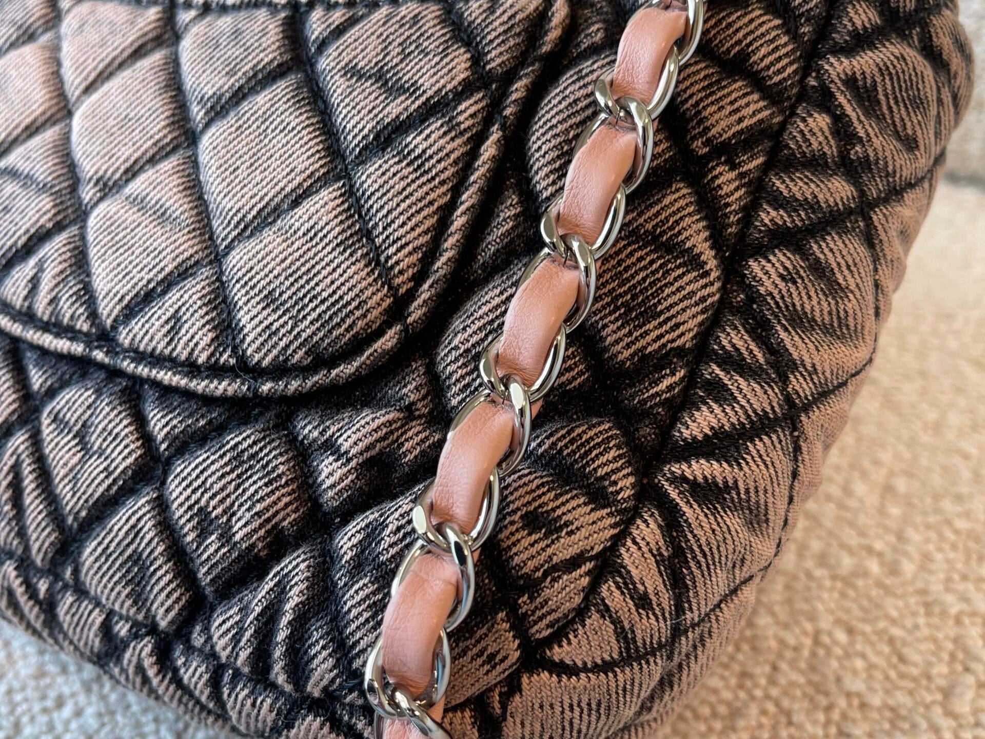 CHANEL Handbag Washed Denim Quilted Small Denimpression Flap Rose Clair Silver Hardware - Redeluxe