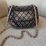CHANEL Handbag Washed Denim Quilted Small Denimpression Flap Rose Clair Silver Hardware - Redeluxe