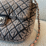 CHANEL Handbag Washed Denim Quilted Small Denimpression Flap Rose Clair Silver Hardware - Redeluxe