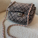 CHANEL Handbag Washed Denim Quilted Small Denimpression Flap Rose Clair Silver Hardware - Redeluxe