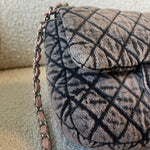 CHANEL Handbag Washed Denim Quilted Small Denimpression Flap Rose Clair Silver Hardware - Redeluxe