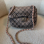 CHANEL Handbag Washed Denim Quilted Small Denimpression Flap Rose Clair Silver Hardware - Redeluxe