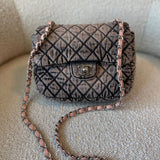 CHANEL Handbag Washed Denim Quilted Small Denimpression Flap Rose Clair Silver Hardware - Redeluxe