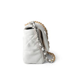 CHANEL Handbag White / 19 22S White Lambskin Quilted 19 Flap Small Reverse Mixed Hardware - Redeluxe