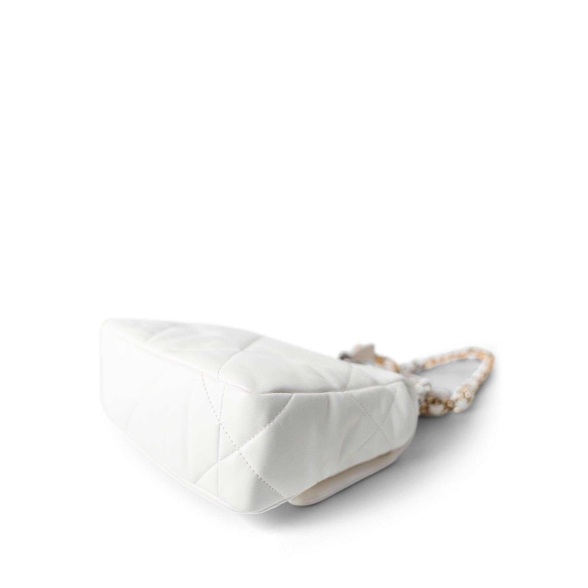 CHANEL Handbag White / 19 22S White Lambskin Quilted 19 Flap Small Reverse Mixed Hardware - Redeluxe