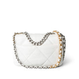 CHANEL Handbag White / 19 22S White Lambskin Quilted 19 Flap Small Reverse Mixed Hardware - Redeluxe