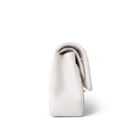 CHANEL Handbag White 20S White Caviar Quilted Classic Flap Medium Light Gold Hardware - Redeluxe