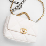 CHANEL Handbag White 21p White 19 Lambskin Quilted 19 Flap Small - Redeluxe
