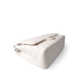 CHANEL Handbag White 22B White Caviar Quilted Maxi Classic Flap Light Gold Hardware - Redeluxe