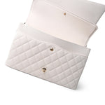 CHANEL Handbag White 22B White Caviar Quilted Maxi Classic Flap Light Gold Hardware - Redeluxe