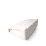 CHANEL Handbag White 22B White Caviar Quilted Maxi Classic Flap Light Gold Hardware - Redeluxe