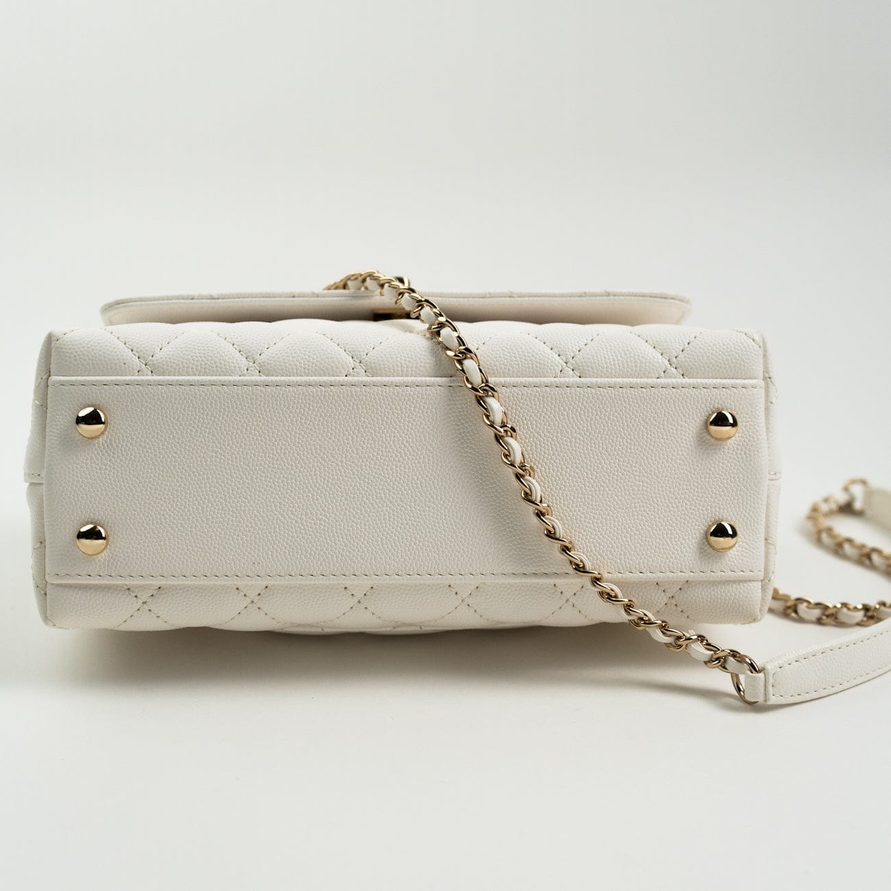CHANEL Handbag White Caviar Quilted Small Coco Handle - Redeluxe