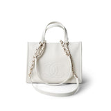 CHANEL Handbag White Chanel 22P Small White Zipped Shopping Bag - Redeluxe