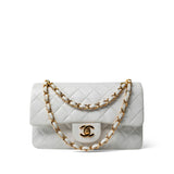 CHANEL Handbag White / Classic flap Vintage White Lambskin Quilted Classic Flap Small Gold Hardware - Redeluxe