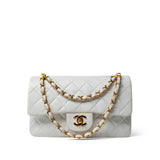 CHANEL Handbag White / Classic flap Vintage White Lambskin Quilted Classic Flap Small Gold Hardware - Redeluxe