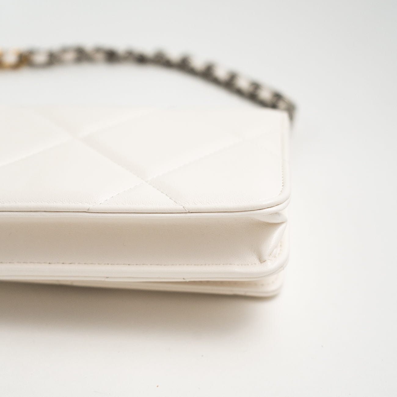 CHANEL Handbag White Lambskin Quilted 19 Wallet on Chain (WOC) - Redeluxe