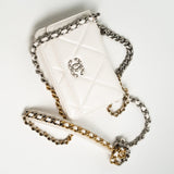 CHANEL Handbag White Lambskin Quilted 19 Wallet on Chain (WOC) - Redeluxe