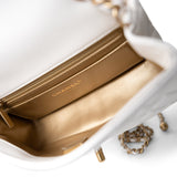 CHANEL Handbag White / Seasonal 21B White Lambskin Quilted Mini Rectangular Pearl Crush Antique Gold Hardware - Redeluxe