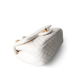 CHANEL Handbag White / Seasonal 21B White Lambskin Quilted Mini Rectangular Pearl Crush Antique Gold Hardware - Redeluxe